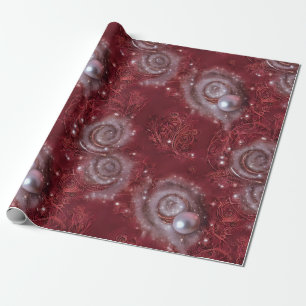 Papel De Regalo Agradable Red & White Beaded Featherl Velvety