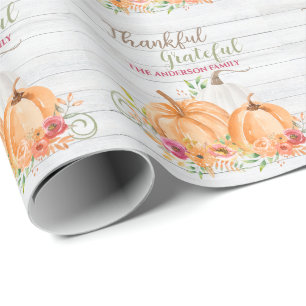 Papel De Regalo Agradecimiento   Acuarela de calabaza otoñal