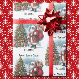 Papel De Regalo Agregar Navidades de nombre de niño de Santa