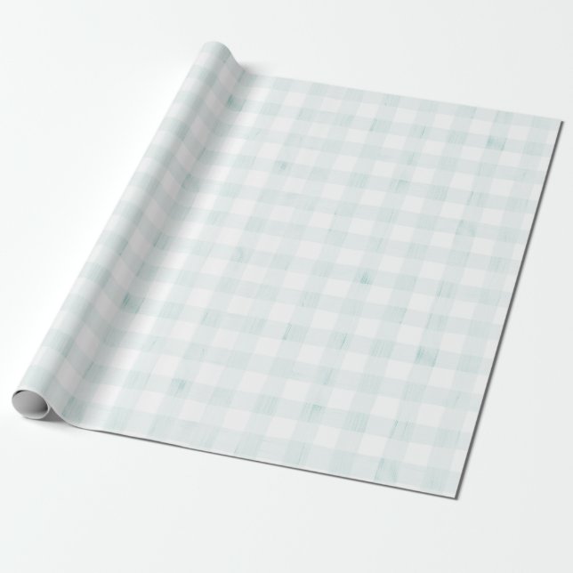 Papel De Regalo Agua azul claro de Gingham (Desenrollado)