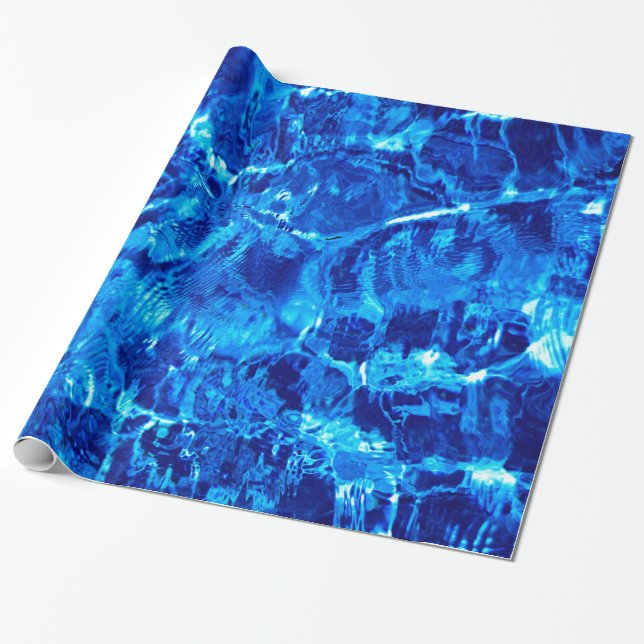Papel De Regalo Agua Azul Y Blanca (Desenrollado)