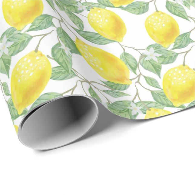 Papel De Regalo Agua brillante Lemons Citrus Verano (Esquina del rollo)