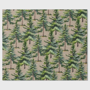 Papel De Regalo Agua de Woodland Bosque Spruce Primera Nieve Kraft