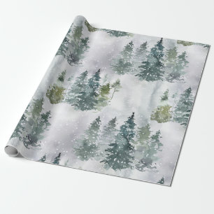 Papel De Regalo Agua Rustic Pine Trees Forest Snow Winter