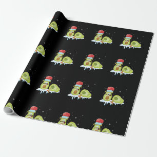 Papel De Regalo Aguacate Feliz Navidad Vegan Pajama Santa Hat Fun