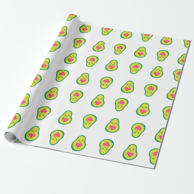 Papel De Regalo Aguacate Hearts Trendy (Desenrollado)