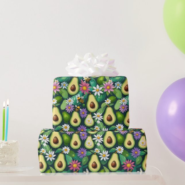 Papel De Regalo Aguacates y flores (Regalos de fiesta)