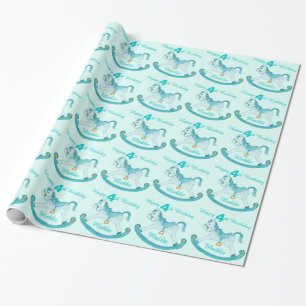 Papel De Regalo Aguamarina nombrada 4to abrigo del modelo del