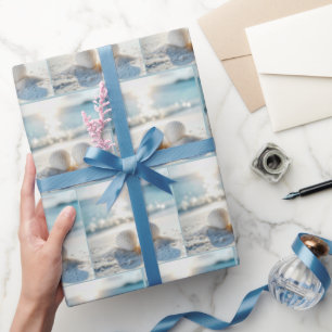 Papel De Regalo Aguas marinas blancas en la arena oceánica