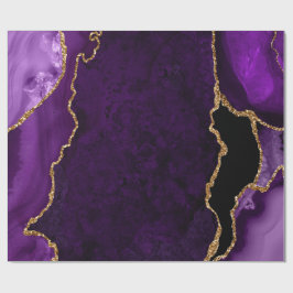 Papel De Regalo Aguata falsa de purpurina de ágata dorada y morada