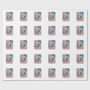 Papel De Regalo Águila Patriótica Bandera Americana Grabado Vintag