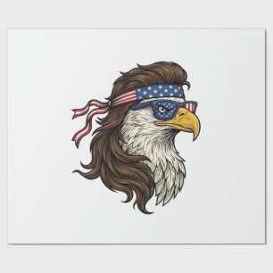 Papel De Regalo Águila Patriótica Mullet Grabado Vintage Vector De