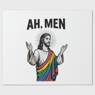 Papel De Regalo Ah Men Funny Orgullo Gay LGBT Jesús Arcoiris