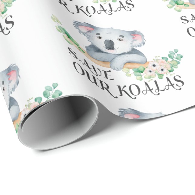 Papel De Regalo Ahorre nuestras hojas australianas lindas de la (Esquina del rollo)