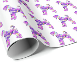 Papel De Regalo Airedale Terrier Dog Silhouette Colorful Purple W