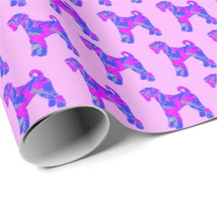 Papel De Regalo Airedale Terrier Dog Silhouette P&B Regalo rosa