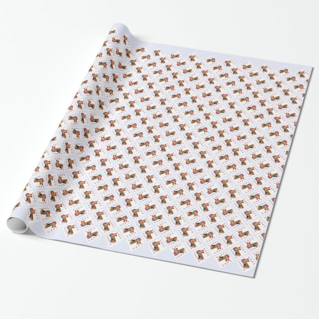 Papel De Regalo Airedale Terrier Santa Paws (Desenrollado)