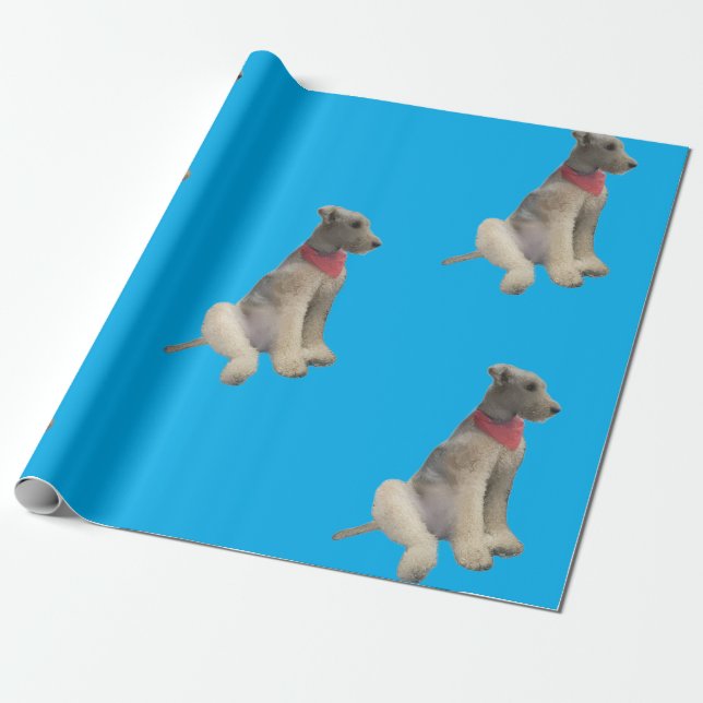 Papel De Regalo Airedale Wrapping Paper Blue (Desenrollado)