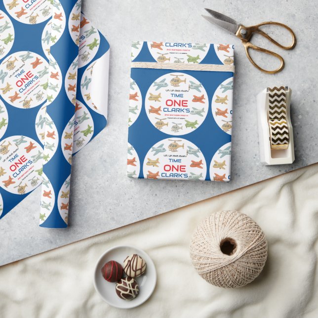 Papel De Regalo Airplane Boy 1st Birthday | Fun Sky Theme Party (Artesanía)