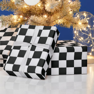 Papel De Regalo Ajedrez de Impresión de Piel de Cocodrilo en Blanc