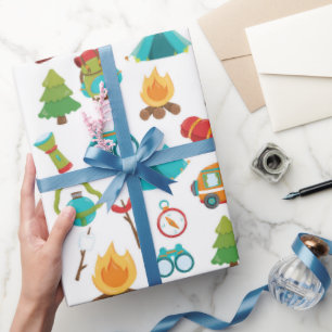 Papel De Regalo Ajuste de fiesta de patrón de camping de corte