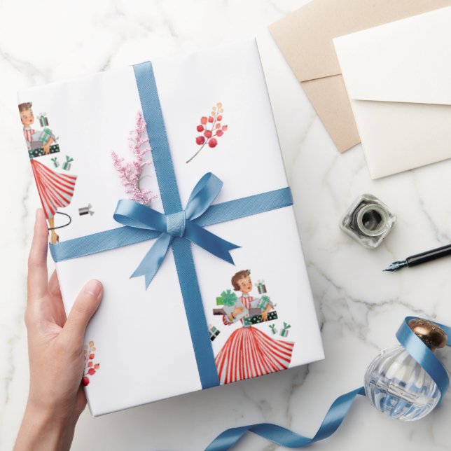 Papel De Regalo Ajuste de Navidades de estilo retro (Regalar)