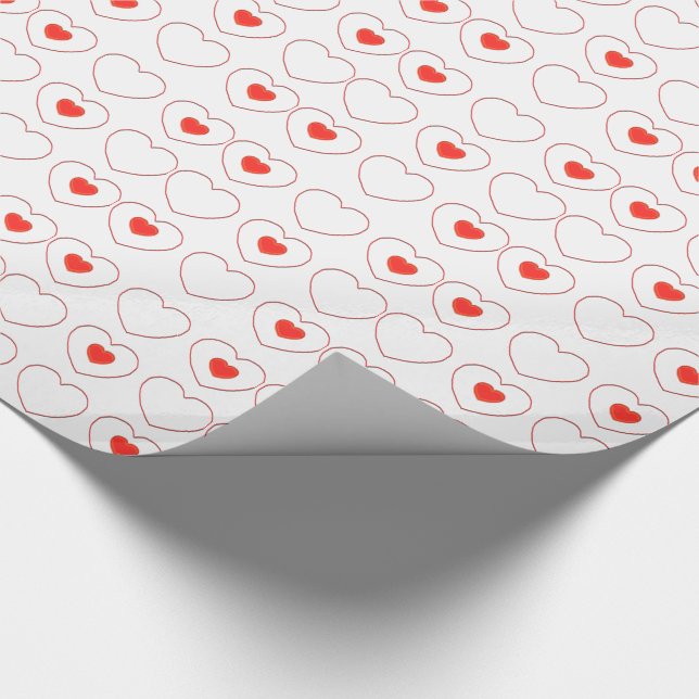 Papel De Regalo Ajuste de regalo - Corazones rojos en filas (Esquina)