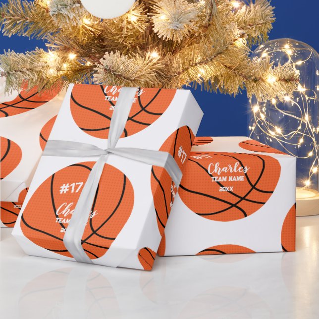 Papel De Regalo Ajuste de regalo de baloncesto personalizado con n (Vacaciones)