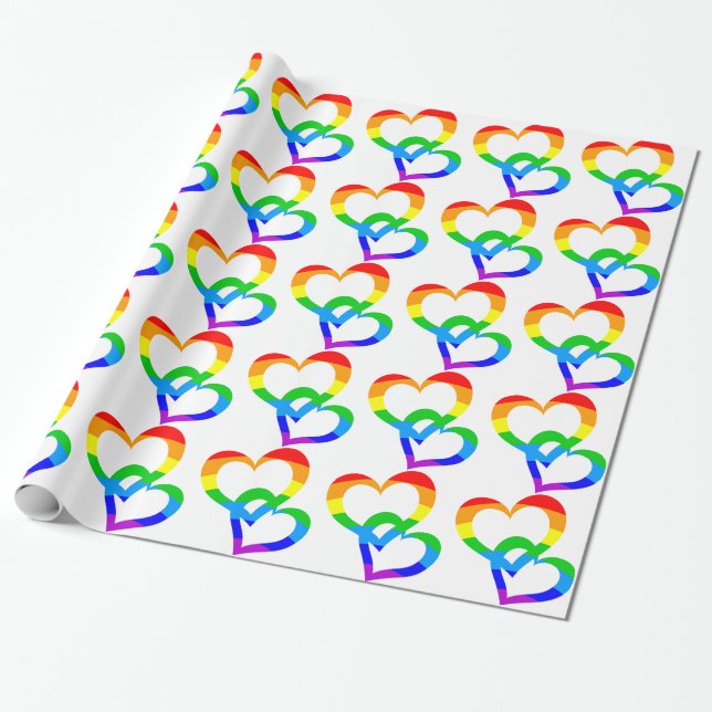 Papel De Regalo Ajuste de regalo de corazón unido al arcoiris (Desenrollado)