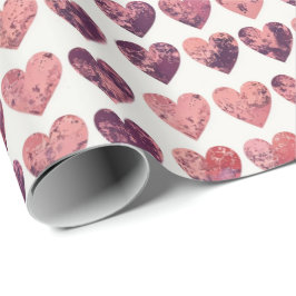 Papel De Regalo Ajuste de regalo de corazones texturados de época