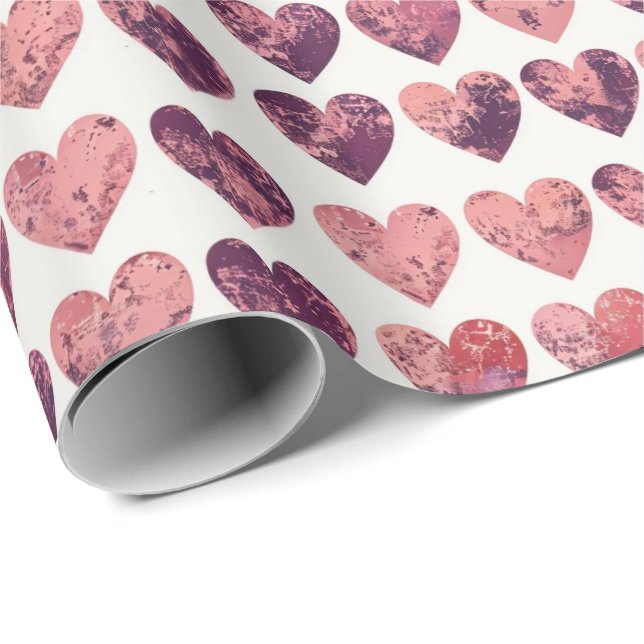 Papel De Regalo Ajuste de regalo de corazones texturados de época (Esquina del rollo)