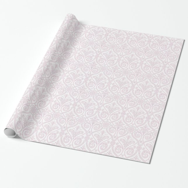Papel De Regalo Ajuste de regalo de damasco rosa y blanco (Desenrollado)