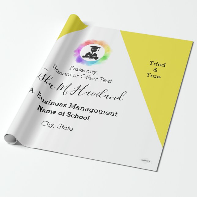 Papel De Regalo Ajuste de regalo de graduación HAMbyWG amarillo y  (Desenrollado)