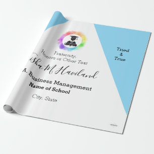 Papel De Regalo Ajuste de regalo de graduación Luz azul y blanco H