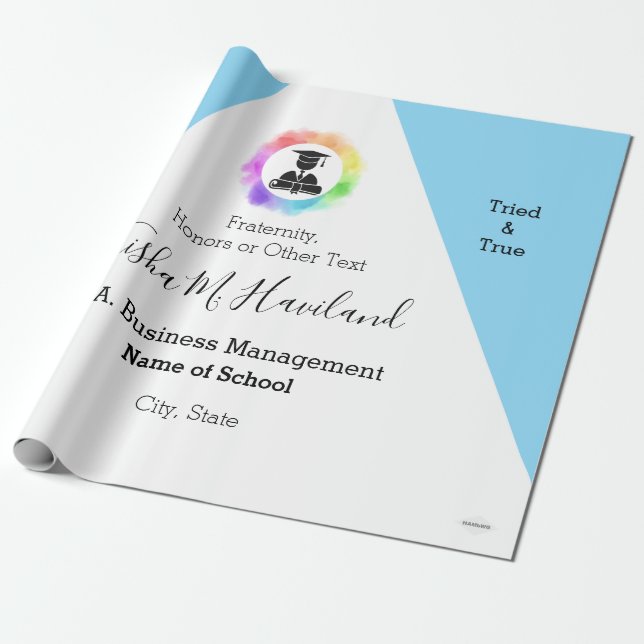 Papel De Regalo Ajuste de regalo de graduación Luz azul y blanco H (Desenrollado)