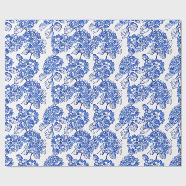 Papel De Regalo Ajuste de regalo de la colección Blue Hydrangeas (Costura)