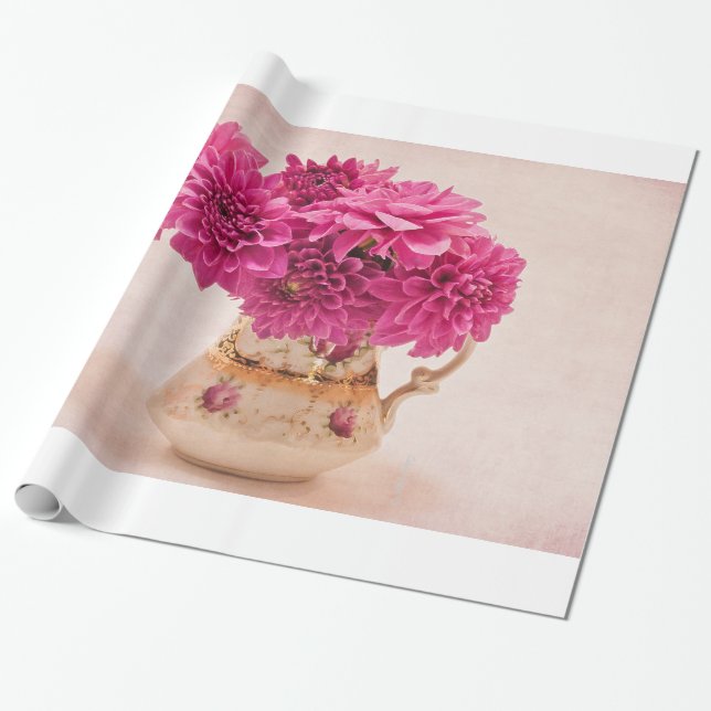 Papel De Regalo Ajuste de regalo de Magenta Dahlias (Desenrollado)