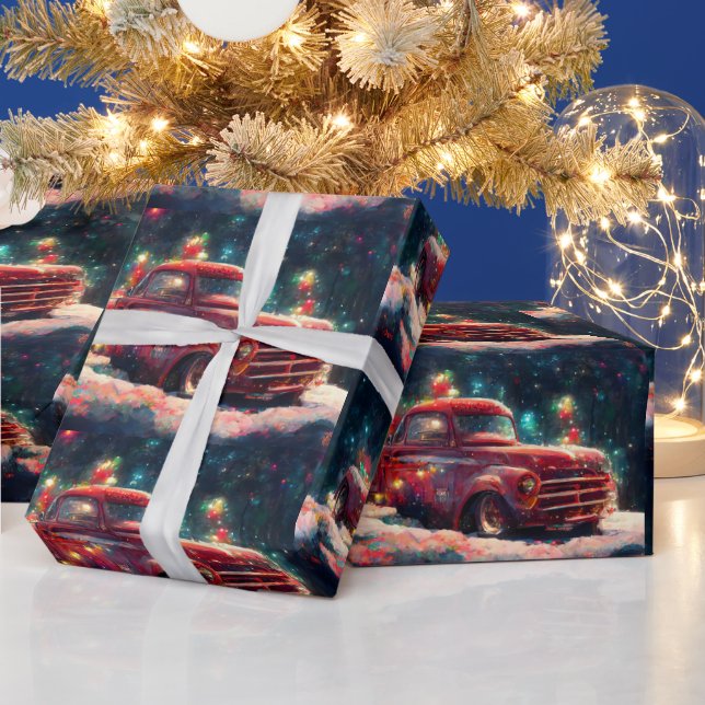 Papel De Regalo Ajuste de regalo de navidades | Camión Rojo Navida (Vacaciones)
