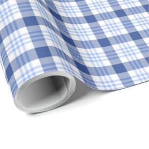 Papel De Regalo Ajuste de regalo de plástico azul   Patrón Tartán 