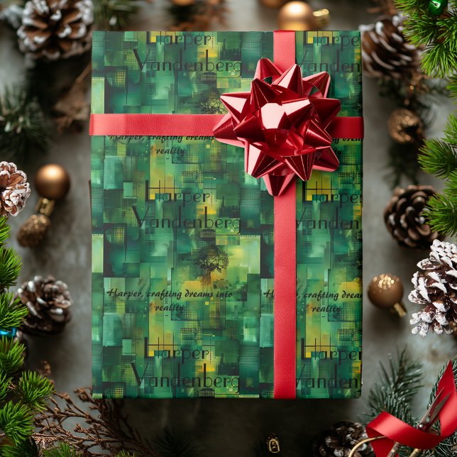 Papel De Regalo Ajuste de regalo de resumen geométrico verde perso (Subido por el creador)