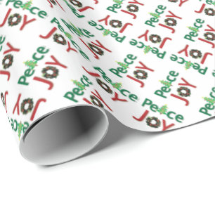 Papel De Regalo Ajuste de regalo de texto de paz y alegría