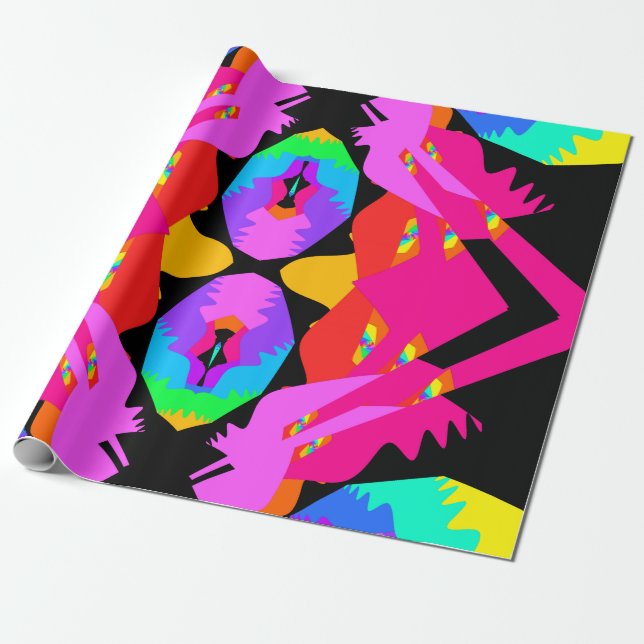 Papel De Regalo Ajuste de regalo fractal Flamingo Splash (Desenrollado)