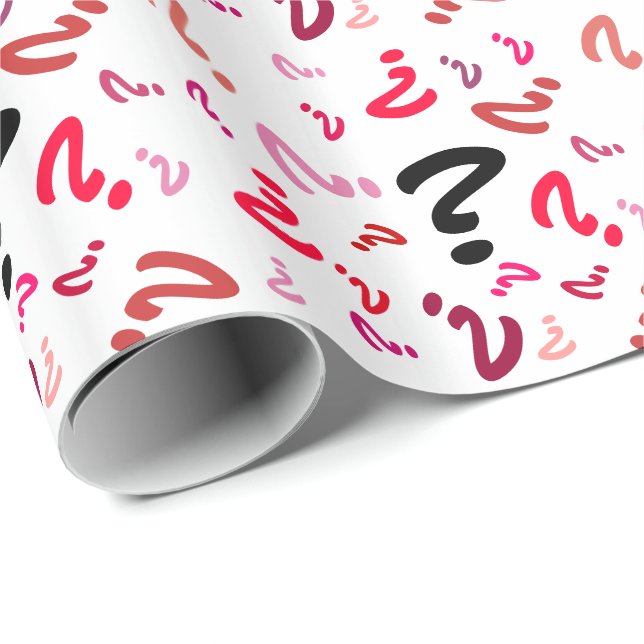 Papel De Regalo Ajuste de regalo - Marcas de preguntas en rojos (Esquina del rollo)