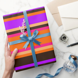 Papel De Regalo Ajuste de regalo moderno a rayas, magenta y morado