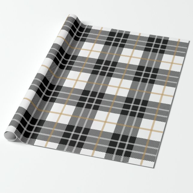 Papel De Regalo Ajuste de regalo| Negro y dorado (Desenrollado)