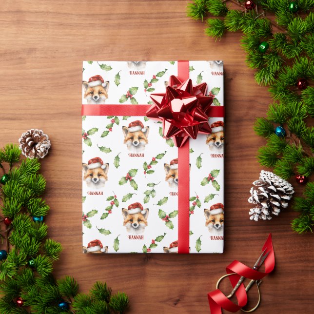 Papel De Regalo Ajuste de regalo personalizado de Fox y Holly (Regalo de vacaciones)
