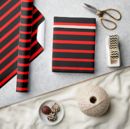 Papel De Regalo Ajuste de regalo rayado negro y rojo