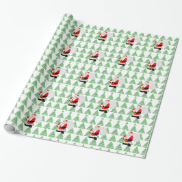 Papel De Regalo Ajuste de regalo - Santa y árboles
