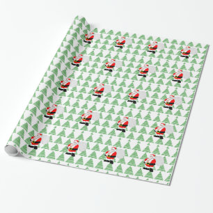 Papel De Regalo Ajuste de regalo - Santa y árboles