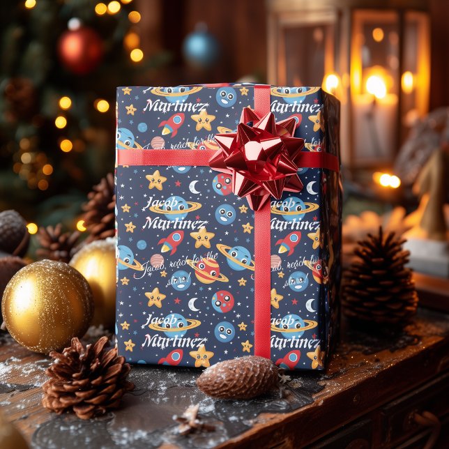 Papel De Regalo Ajuste personalizado de regalo de aventura espacia (Subido por el creador)